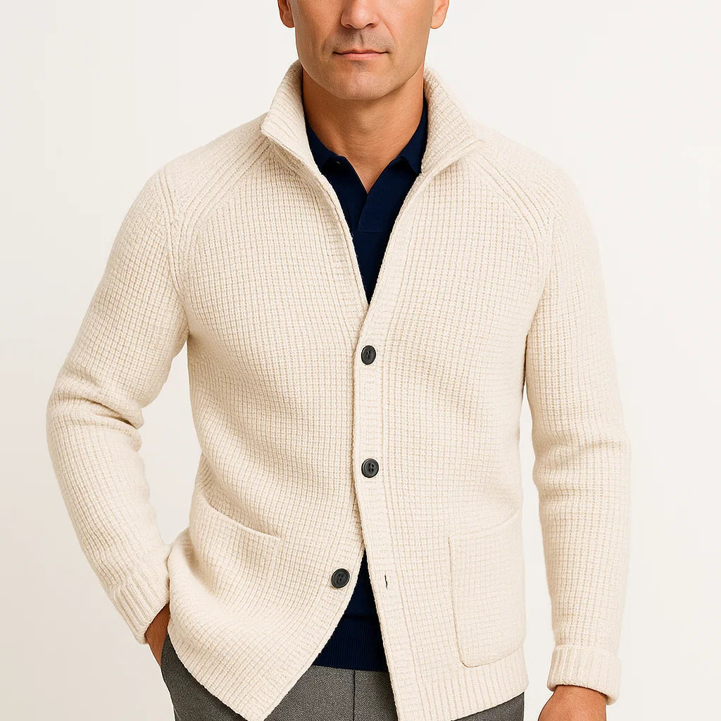 NEVANA | GEBREIDE WOL CARDIGAN VOOR HEREN