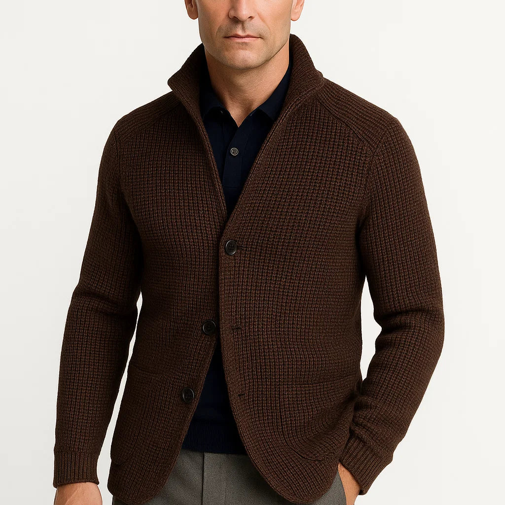 NEVANA | GEBREIDE WOL CARDIGAN VOOR HEREN